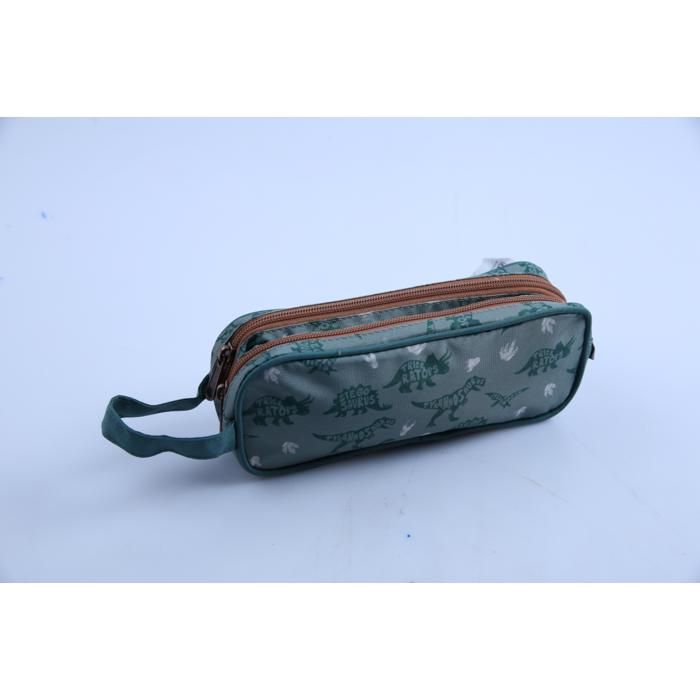 Trousse - Auchan - Dinosaure - 2 zips - Vert - Enfant