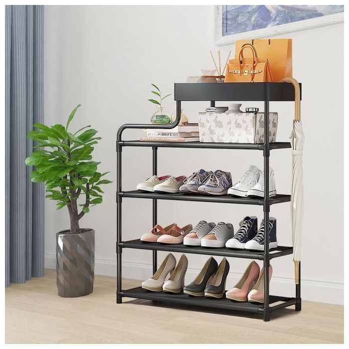 Etagère de Rangement - GENERIC - Meuble Entrée - Métal Noir - Multifonctionnel - Hauteur Réglable