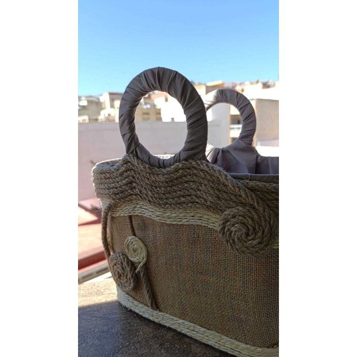 Panier de Rangement Artisanal en Toile de Jute avec Poignées Tissées – Fait Main