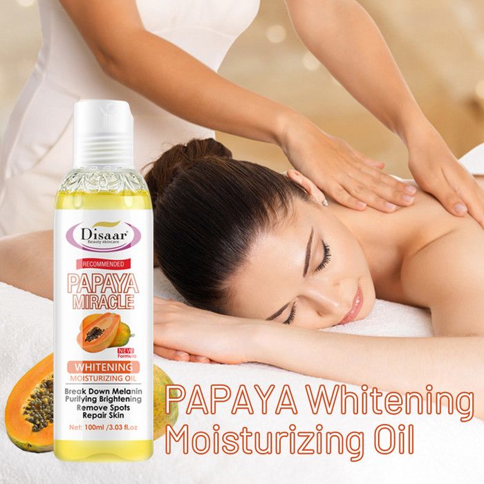Huile de massage corporelle à la papaye pour blanchir, éliminer les taches, réparer et hydrater la peau