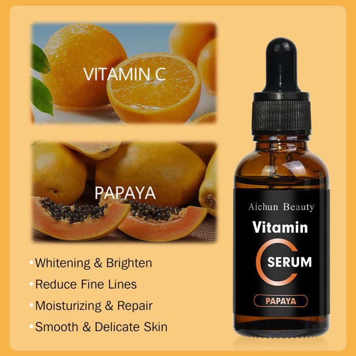 Sérum visage à la vitamine C et à la papaye, soin antirides, hydratant, éclaircissant et anti-rides.
