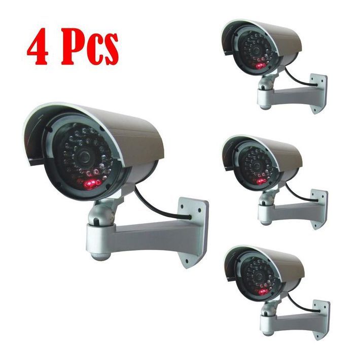 Lot de 4 Fausses caméras de sécurité pour la maison et l'extérieur