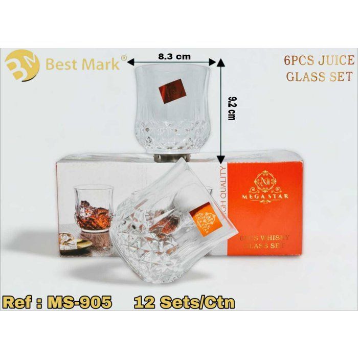 Set de 6 Verres en Verre Transparent – Design Élégant