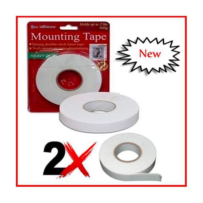 Set de 2 Mounting Tape / 2 Ruban de Montage Double Face, Ruban Mousse Solide à Double Adhérence / 2 Scotch double face