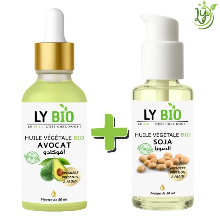 LYBIO PACK HUILE AVOCAT 50ML - PIPETTE + HUILE SOJA 50ML - POMPE