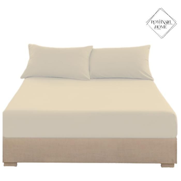 Drap-Housse 160x200 cm + 2 Taies d’Oreiller – Confort Haut de Gamme – Tissu Doux et Résistant - Beige