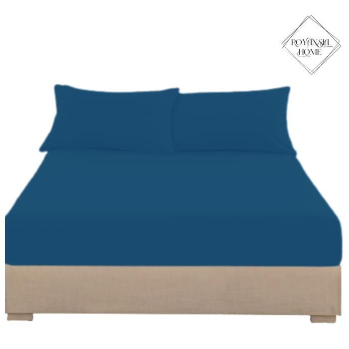 Drap-Housse 140x190 cm + 2 Taies d’Oreiller – Confort Doux & Pratique – Tissu Résistant - Bleu