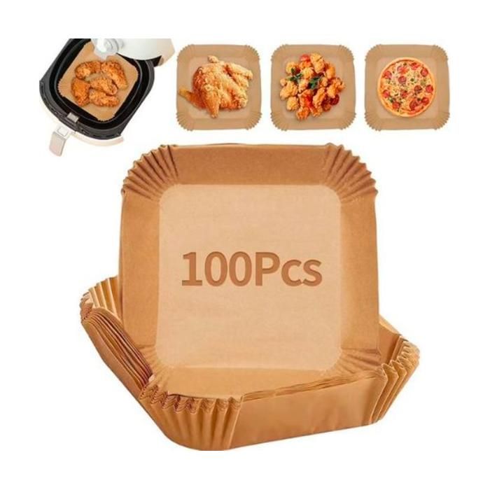 100 Papier pour friteuse à air papier carré sulfurisé antiadhésif pour air fryer
