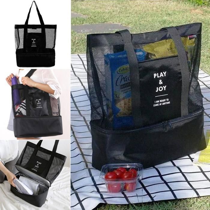 Sac de plage et pique-nique léger et pliable avec compartiment isotherme