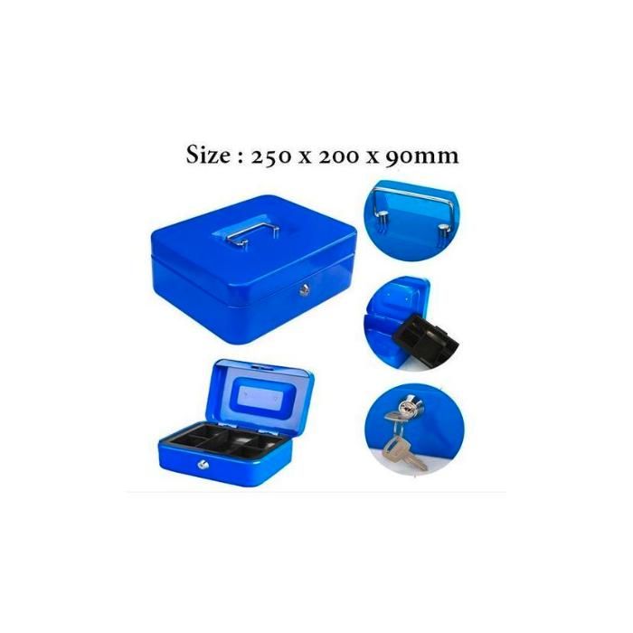 Coffre-fort en métal - Caisse portable pour Monnaie & Bijoux, Stockage Sécurisé Avec Tiroir à Monnaie