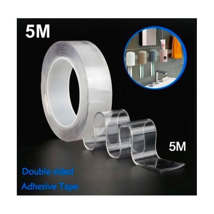 Ruban Adhésif double face Transparent, Nano-bande Amovible sans Trace Lavable et Multifonctionnelle (5M)