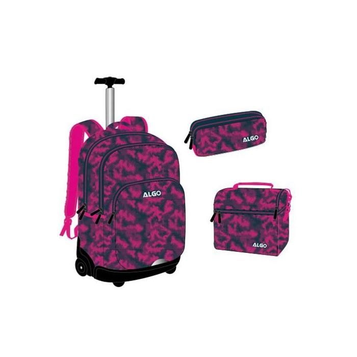 CARTABLE TROLLEY 3 PIECES ALGO 17" PINK