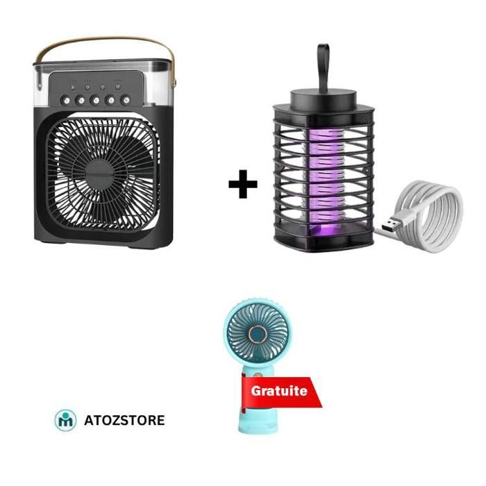 Mini ventilateur portable avec un diffuseur + Lampe Anti Moustique Extérieur et ventilateur main gratuit, couleur aléatoir