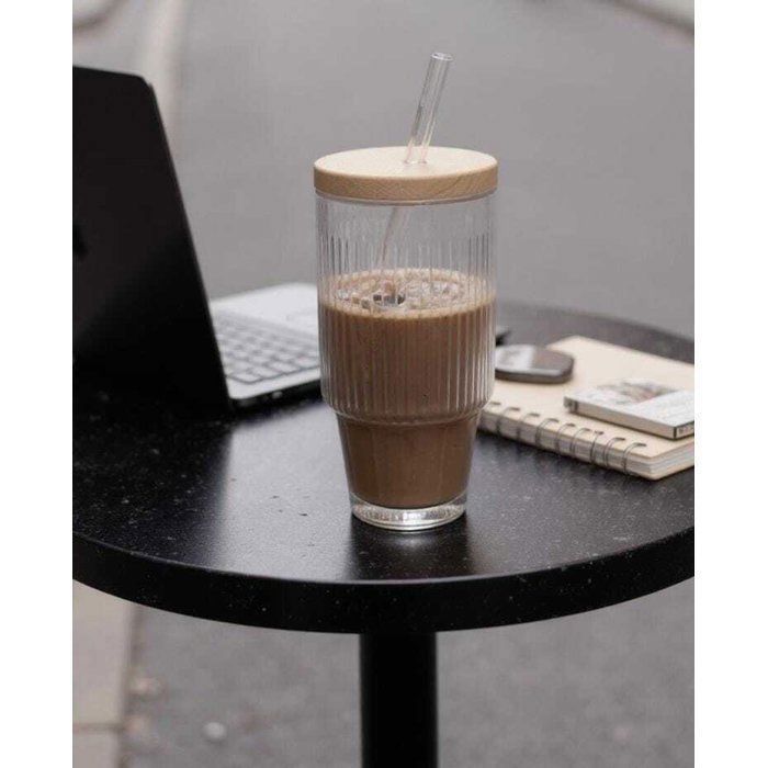 Gobelet - AYA HOME - Verre XL - 500 ml - Transparent - Avec couvercle et paille