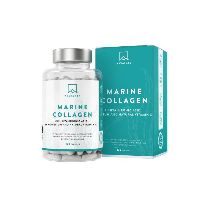 Aavalabs collagène marin avec acide hyaluronique, magnésium et vitamine C naturelle, 120 gélules - Made in Sweden