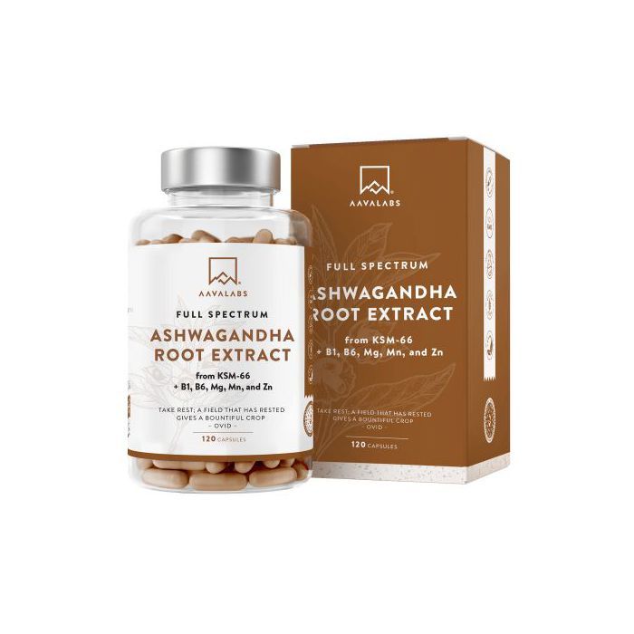 Aavalabs Ashwagandha KSM 66 breveté - magnésium, thiamine et vitamine B6, 120 gélules - Made in Sweden