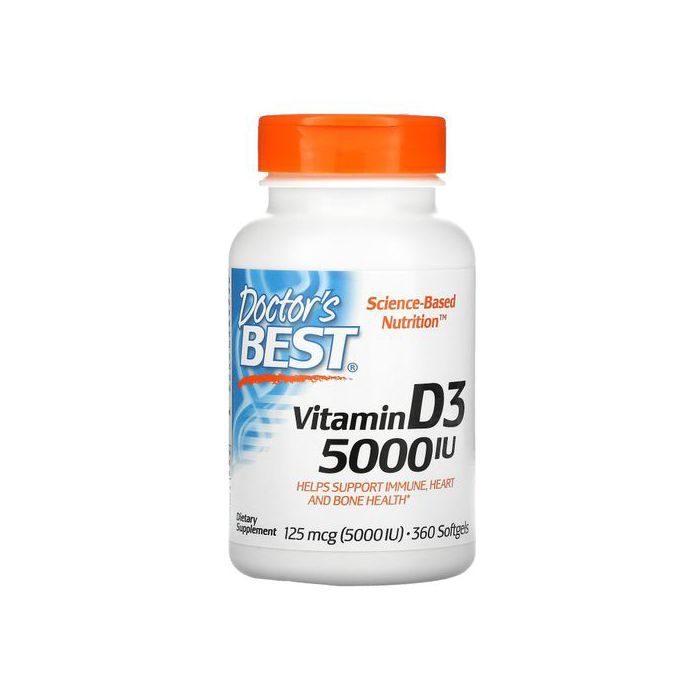 Doctor's BEST Vitamine D3, 125 µg (5000 UI), 360 capsules à enveloppe molle