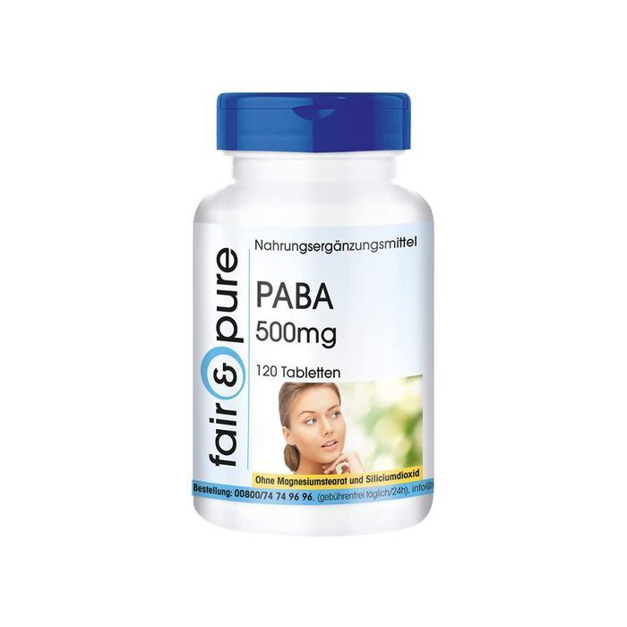 Fair & pure PABA 500mg - acide para-aminobenzoïque - vitamine B10 Made in GERMANY