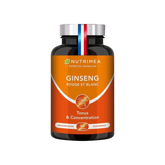 Nutrimea Ginseng noir et blanc 60 gélules - tonus et concentration - Made in France