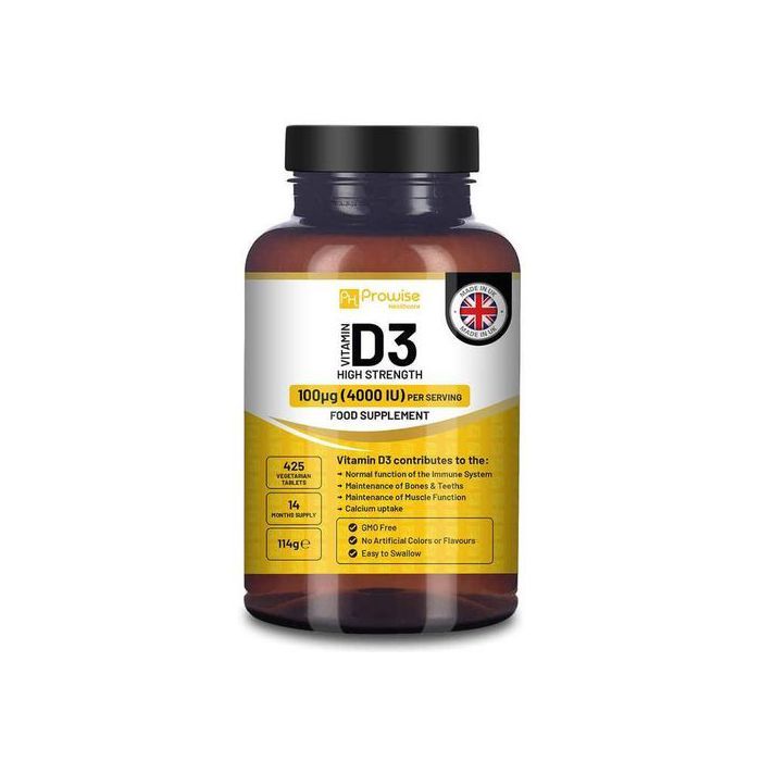 Prowise Healthcare Vitamine D3 4000IU haute résistance - 425 comprimés végétariens (approvisionnement de 14 mois) - Made in UK