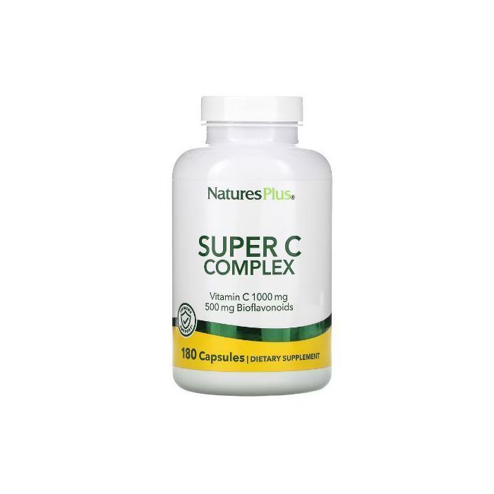 NaturesPlus Super C Complexe Vitamine C 1000mg, 500mg bioflavonoids - 180 capsules
