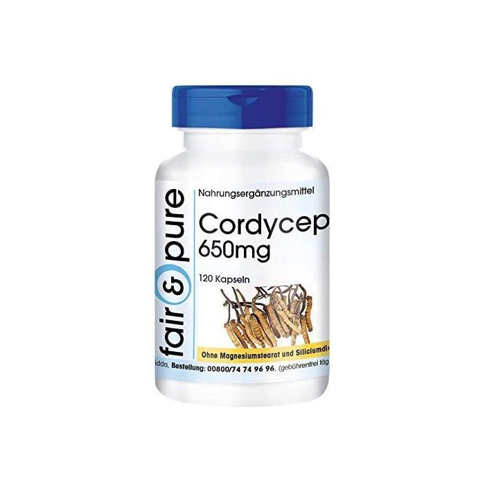 Fair & pure Cordyceps 650mg (Cordyceps sinensis) poudre naturelle de champignons