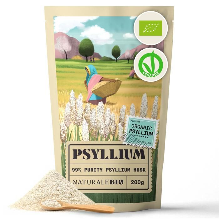 Naturalebio Poudre de Psyllium Blond BIO - Pureté 99% - de 200g