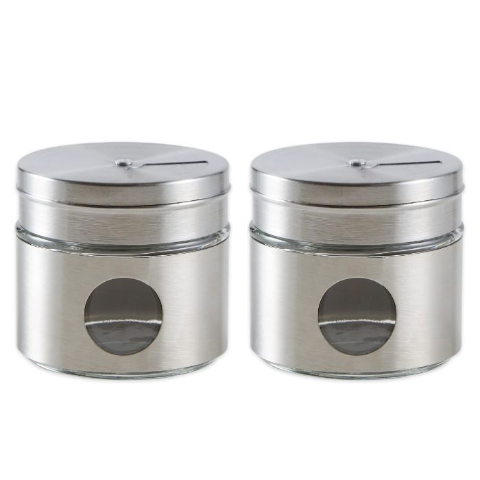 Pots à épices - GENERIC - Lot de 2 - Verre - Couvercle inox rotatif - 40 ml