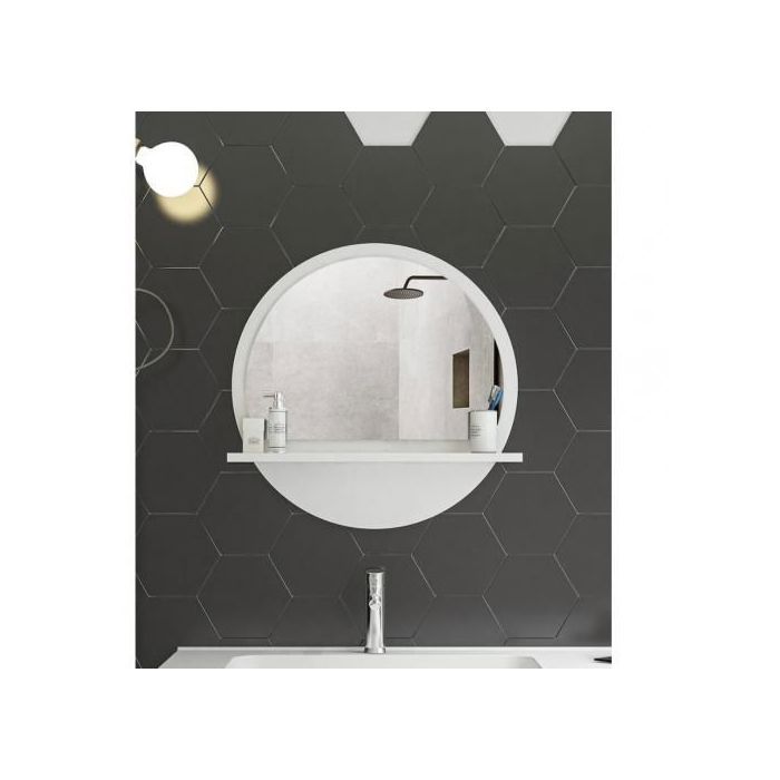 Miroir de maquillage, rond circulaire, en bois -miroir de salle de bain