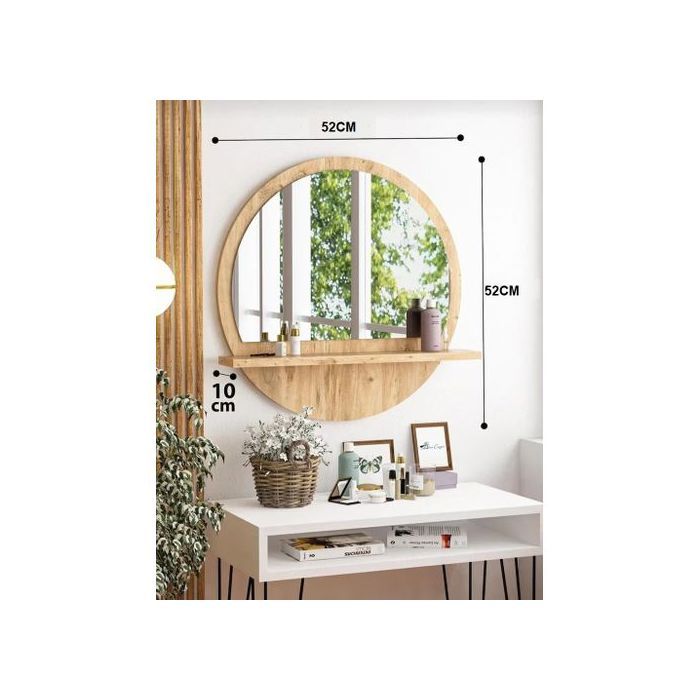 Miroir mural avec étagère, décoration murale-miroir multi fonctionné.