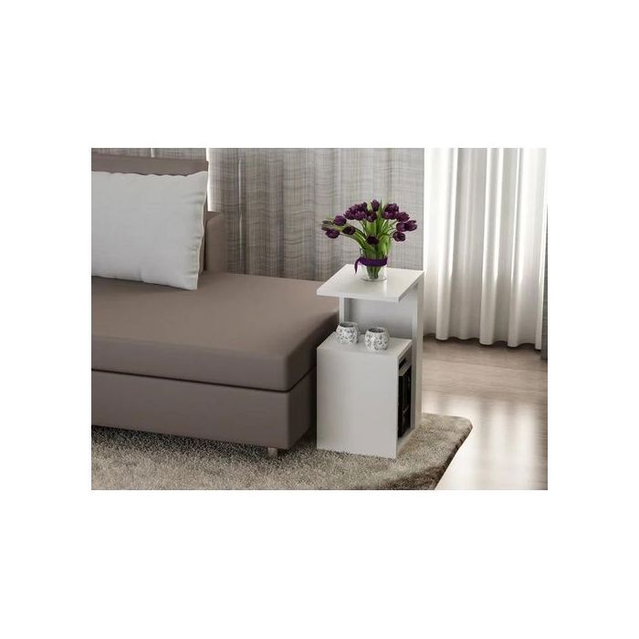 Table d'appoint multi fonction SISTER blanc et noyer