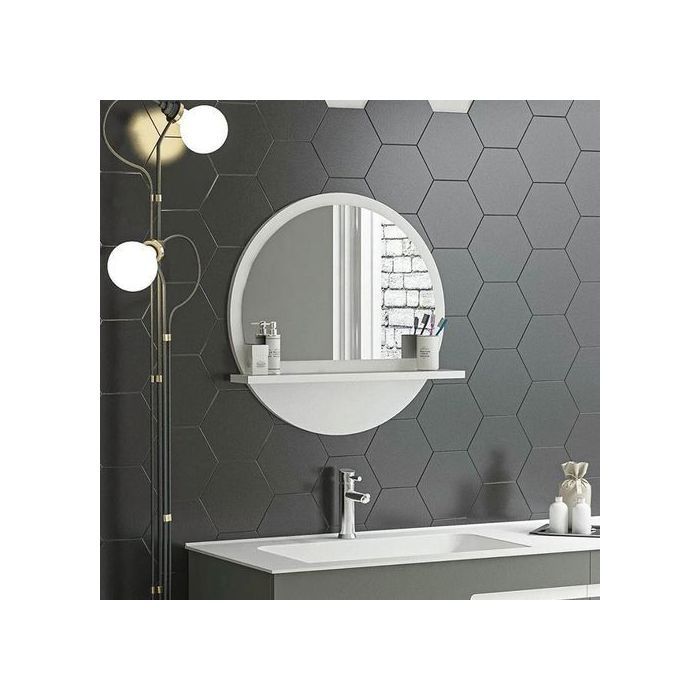 Miroir rond , miroir de salle de bain moderne avec étagères 52-52cm