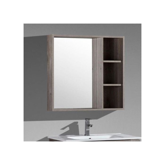 Armoire miroir chêne 70 cm -Un grand miroir Plusieurs étagères