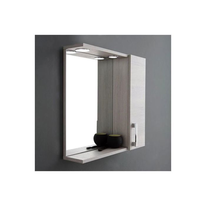 MIROIR DE RANGEMENT AVEC UNITÉ MURALE EN CHÊNE ET ÉCLAIRAGE À DEL