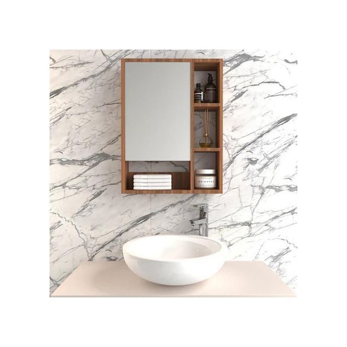 Armoire et Miroirs de salles de bain à une porte et six compartiments avec miroir