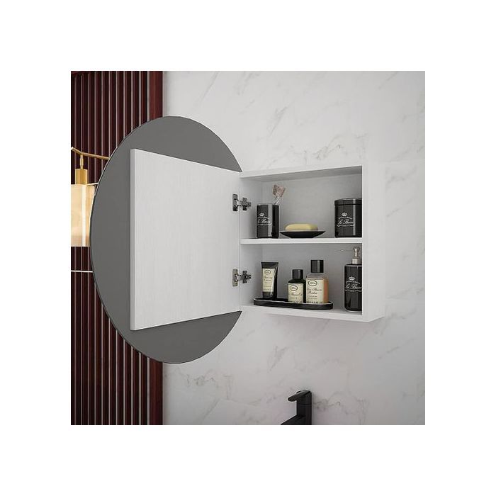 Armoire Miroir Ronde Murale Armoire de Rangement Salle de Bain .