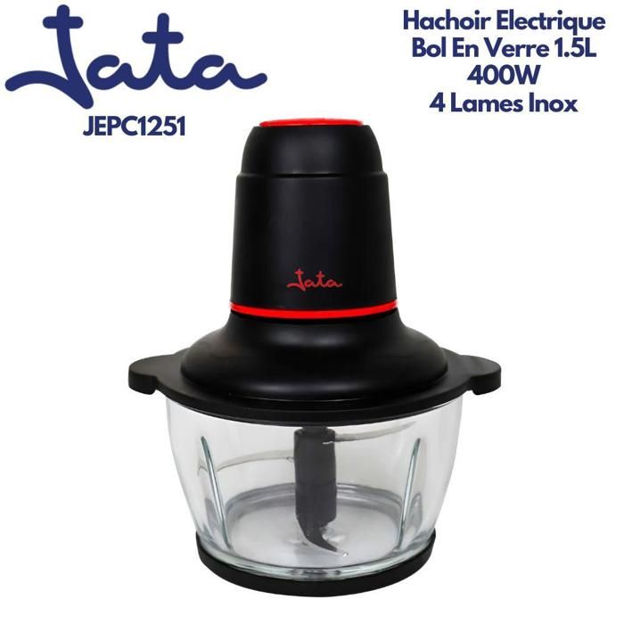 Hachoir Électrique - JATA - JEPC1251 - 400W - Bol en Verre 1.5L - 4 Lames Inox