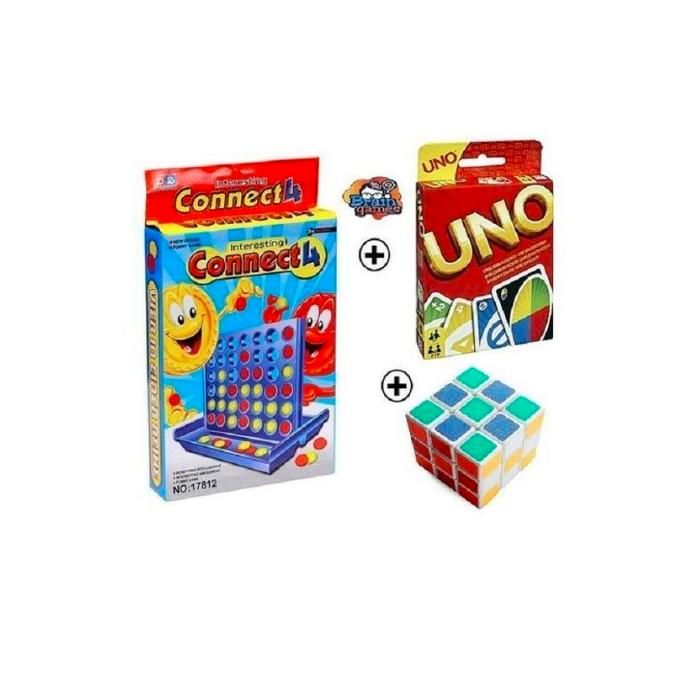 Pack BrainGames - Puissance 4, Rubicube, UNO - Jeux de Société