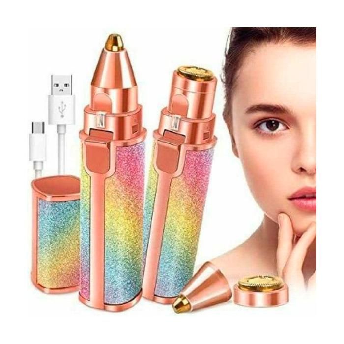 Épilateur électrique portable 2in1,Rasoir indolore àsourcils, Mini tondeuse