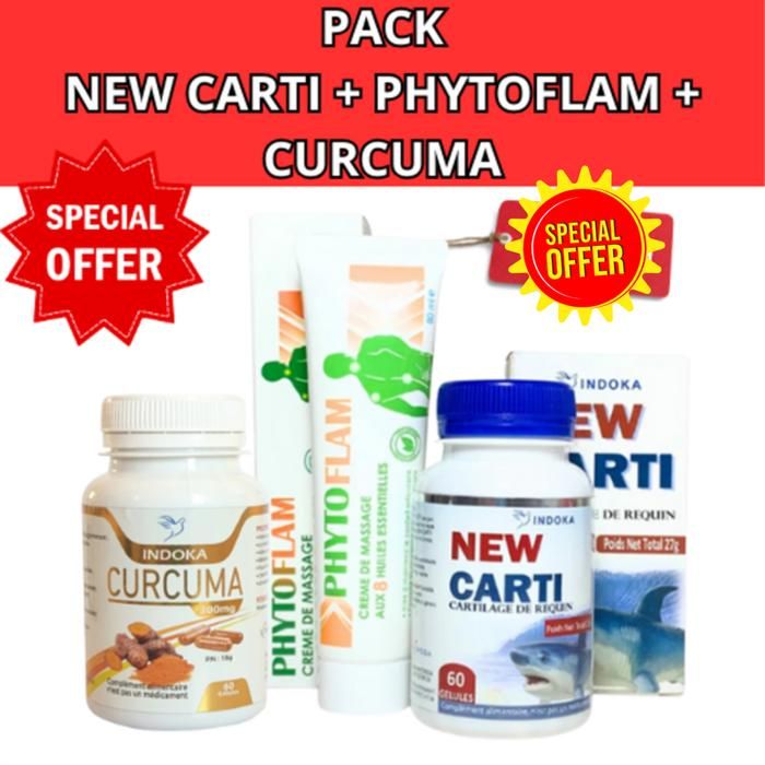 PACK INDOKA soutien osseux et articulaires Cartilage de requin + Phytoflam + Curcuma MULTICOLORS