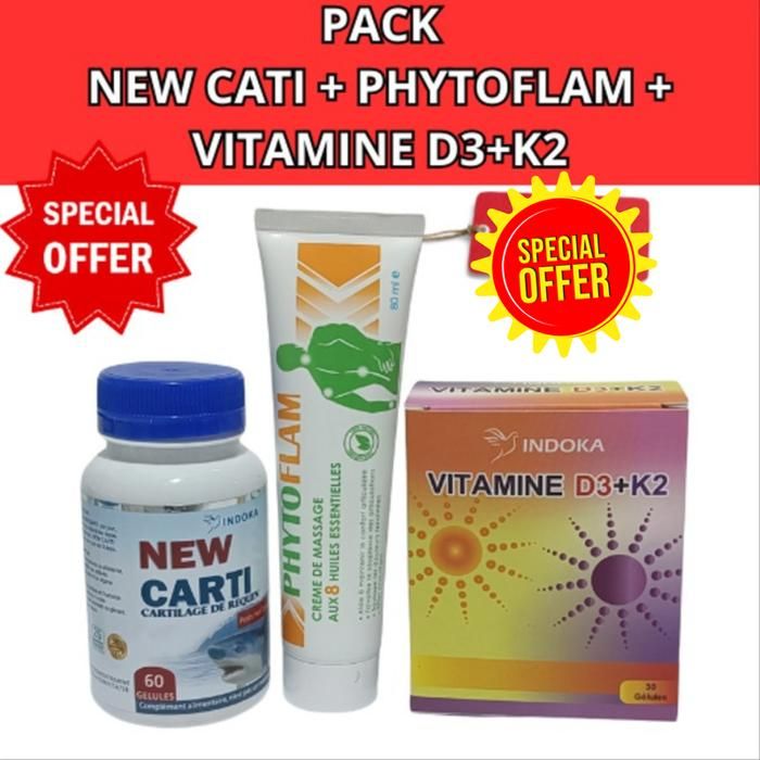 Pack indoka Cartilage de requin + Phytoflam + Vitamine D3K2 MULTICOLORS