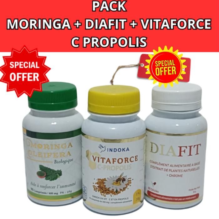 PACK INDOKA Moringa + DiaFit + Vitaforce C Propolis MULTICOLORS