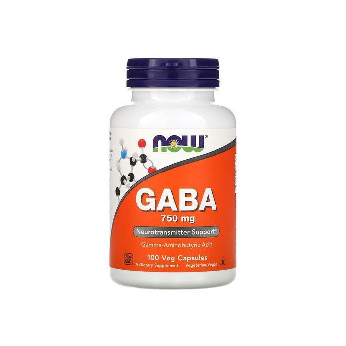 Now Foods GABA avec vitamine B-6, 750 mg, 100 gélules végétales Made in USA