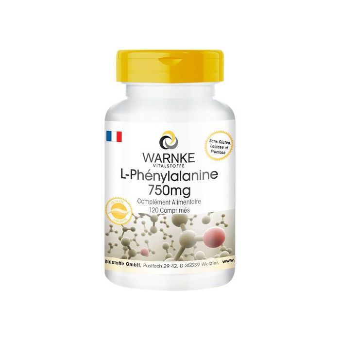 Warnke L-Phénylalanine Highly Dosed - 750mg - végétalien - 120 comprimés - Made in Germany