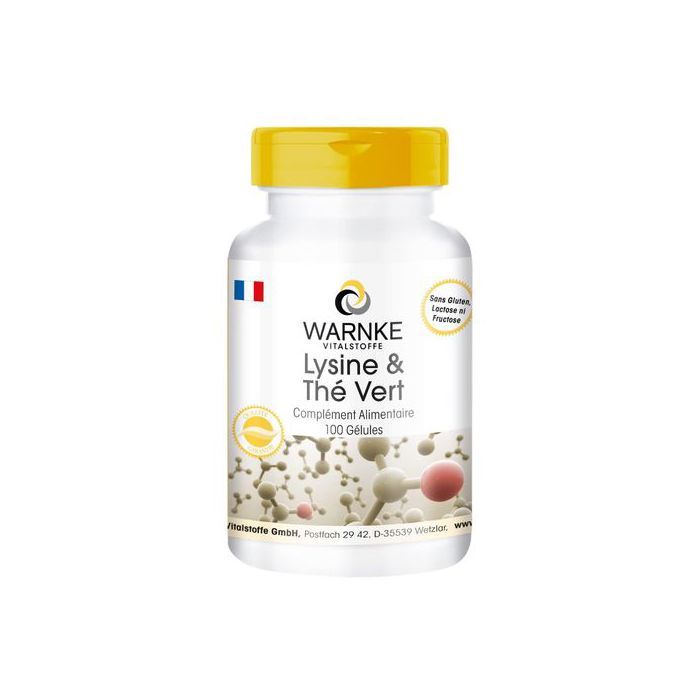 Warnke Lysine et Thé Vert 500 mg L-Lysine 200 mg - Extrait de thé vert - 100 gélules