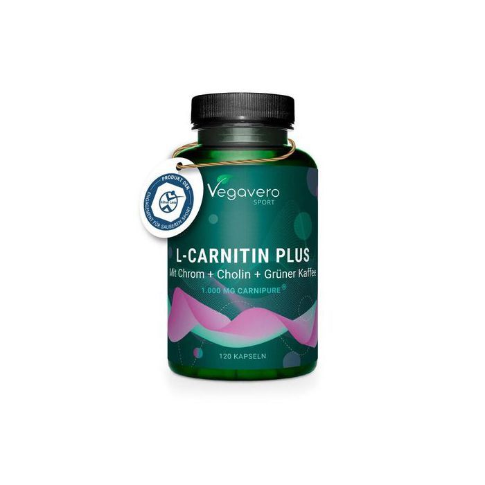 VEGAVERO L-Carnitine PRO Carnipure®, Café vert, Vitamines B, Chrome, Choline, PRE WORKOUT