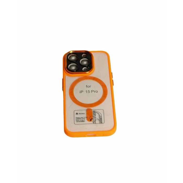 Coque - GENERIC - iPhone 15 Pro - Bords Orange - Dos Transparent - Protection Maximale