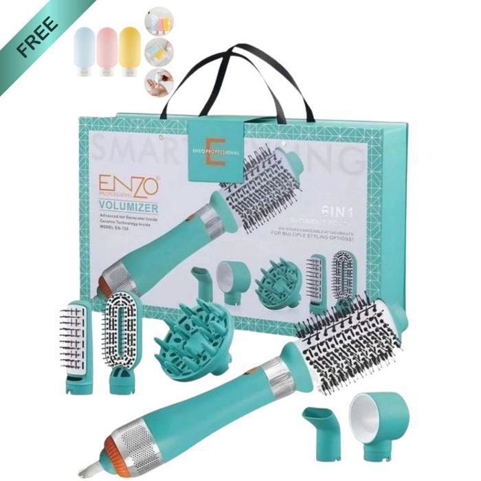 Brosse Soufflante Enzo EN 750 Volumizer 6-en-1 + Ensemble De Bouteilles Anti-Fuite Gratuit