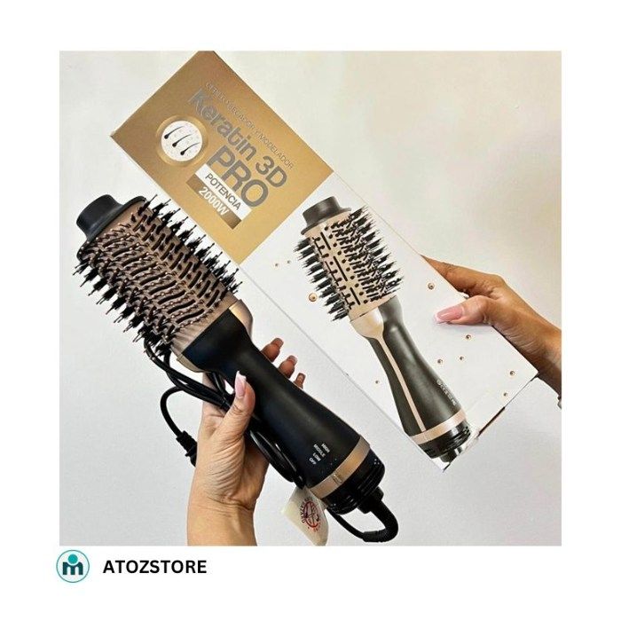 BROSSE SÉCHEUSE À LA KÉRATINE 3D PRO GOLD 2000W, Brosse séche cheveux one step