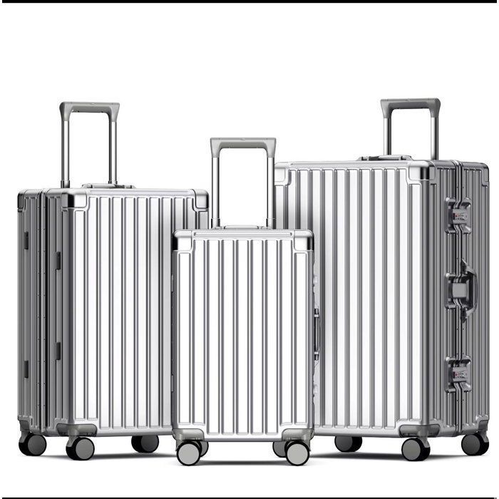 Set de 3 Valises Rigides en Aluminium blanche - 20/24/28 pouces
